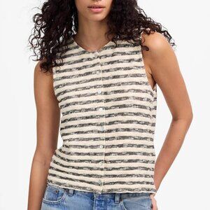 Madewell Crewneck Button Front Sweater Vest Stripe Size XS NWT